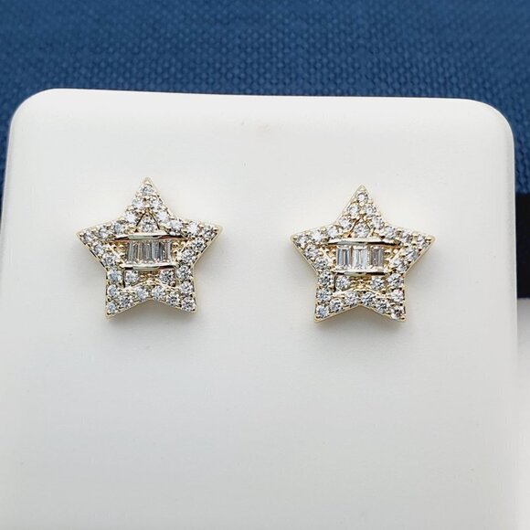 14K Gold Plated Cubic Zircon Earrings, INUS1BR147 - Picture 6 of 9